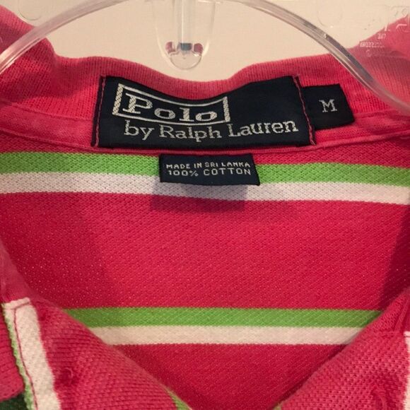 Ralph Lauren Polo Bright Pink Stripe Polo - Size M - Picture 4 of 7